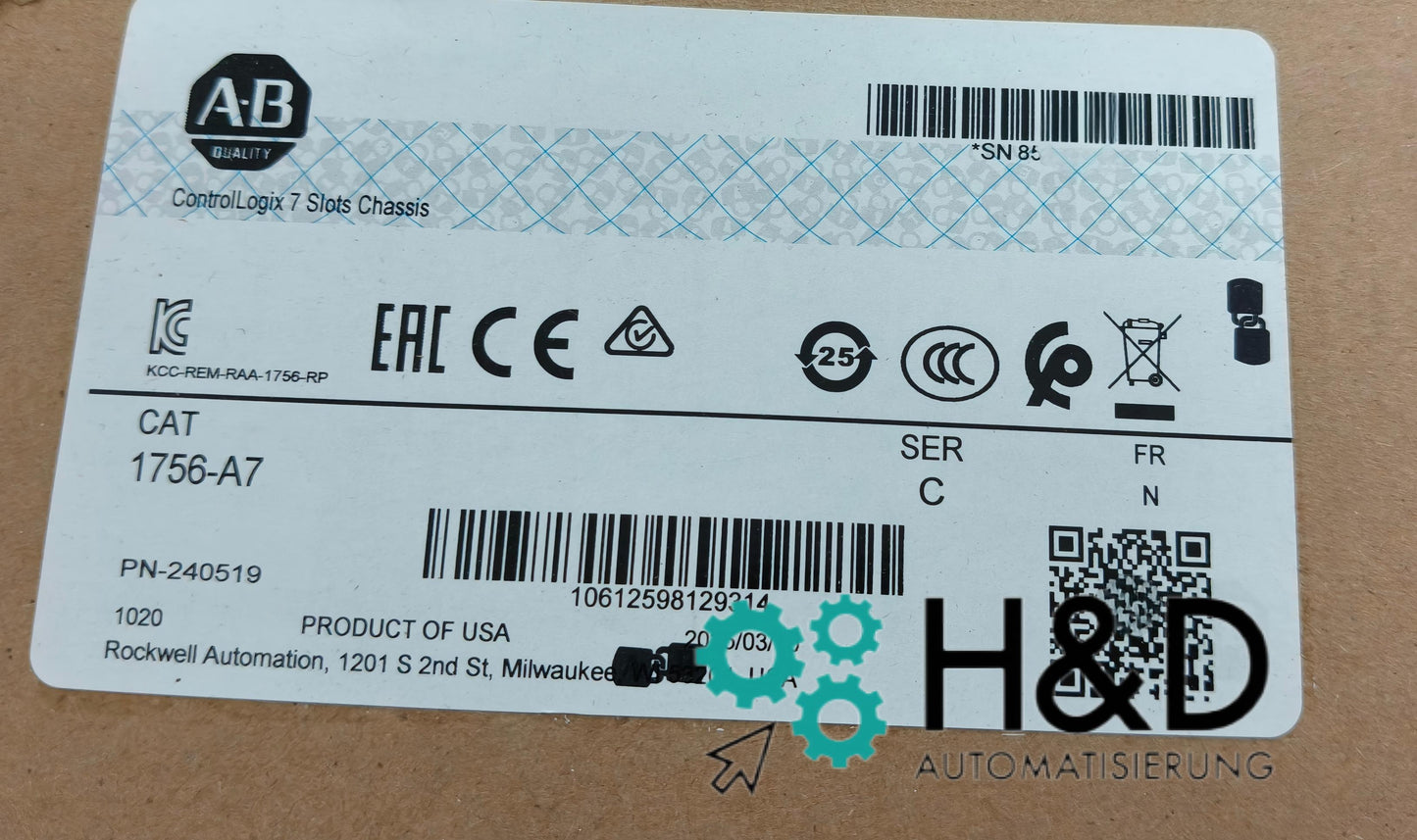 1756-A7 Allen-Bradley Obudowa, 7 Slotów Nowa i Zaplombowana