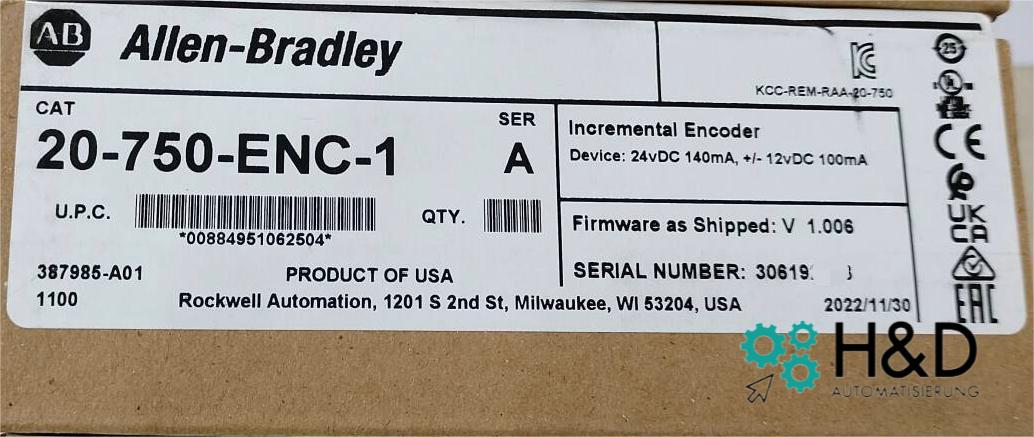 20-750-ENC-1  Allen-Bradley   Option Module   【New and Sealed】