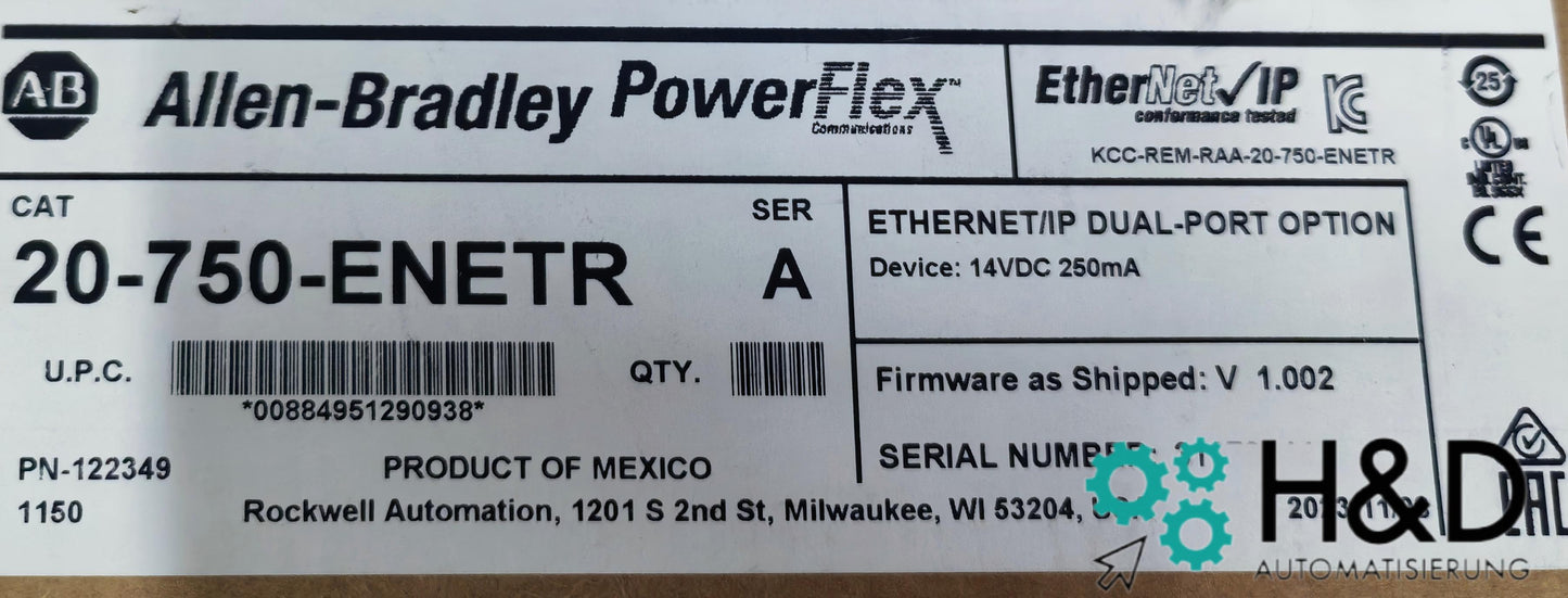 20-750-ENETR Allen-Bradley PowerFlex 750 Adapter EtherNet-IP Nowy i Zaplombowany