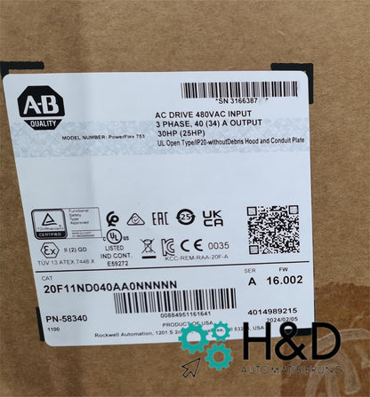 20F11ND040AA0NNNNN  Allen-Bradley   PowerFlex 753 AC Drive 【New and Sealed】