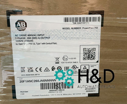 20F1ANC260JN0NNNNN   Allen-Bradley   Привод переменного тока PowerFlex 753 Новый и запечатанный