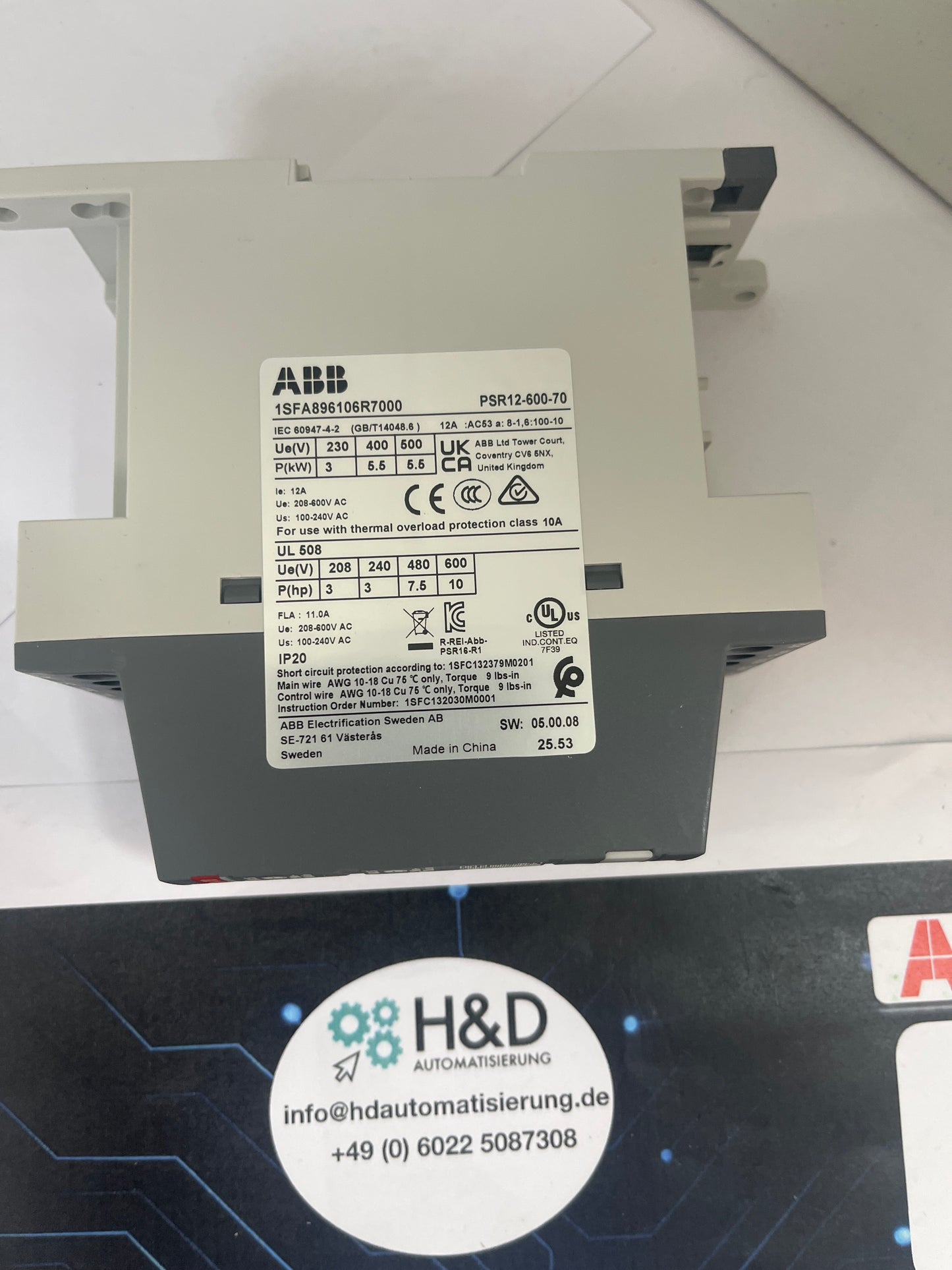 ABB PSR12-600-70 Avviatore Morbido 12A 208-600V AC 5,5kW Nuovo & sigillato
