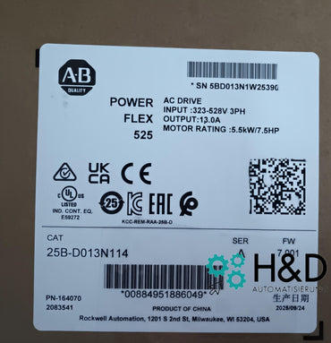 25B-D013N114 Allen-Bradley PowerFlex 525 5.5kW (7.5Hp) Przemiennik AC Nowy i Zaplombowany