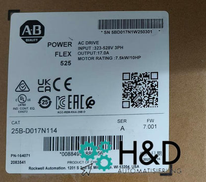 25B-D017N114 Allen-Bradley PowerFlex 525 7.5kW (10Hp) Inverter AC Nuovo e sigillato