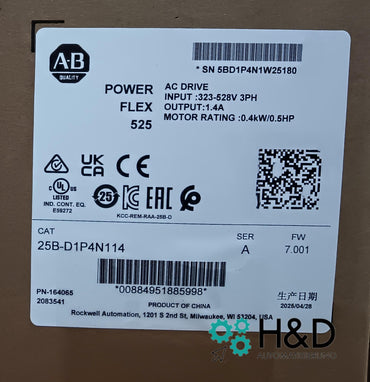 25B-D1P4N114   Allen-Bradley   PowerFlex 525 0,4kW   Nowy i zaplombowany