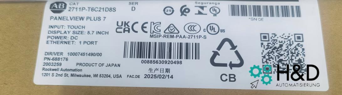 2711P-T6C21D8S   Allen-Bradley   PanelView   Nowy i zaplombowany