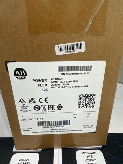25B-D010N114    Allen-Bradley   PowerFlex 525 4kW   New and sealed