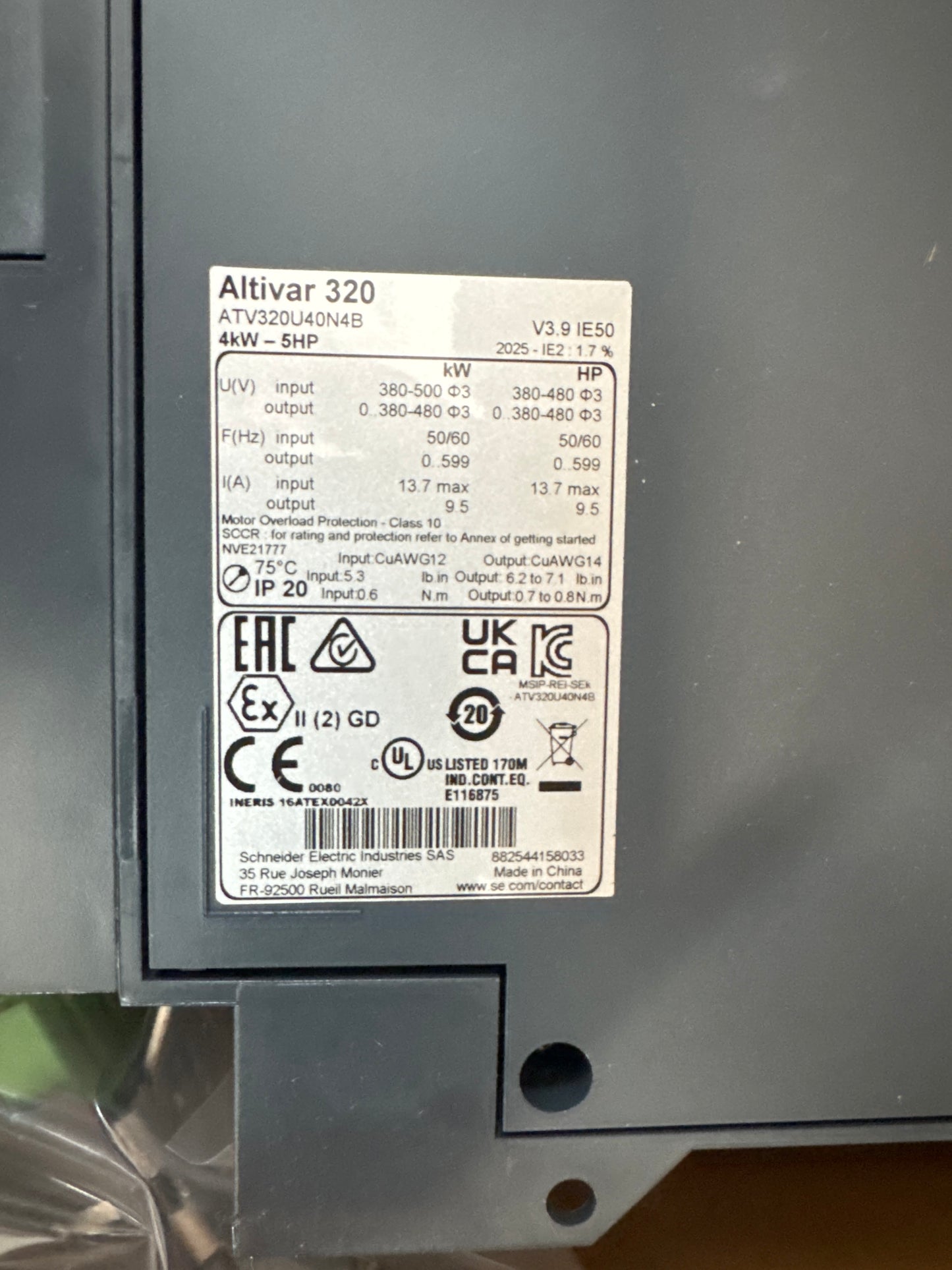 ATV320U40N4B  Schneider Electric Umrichter ATV320 4kW