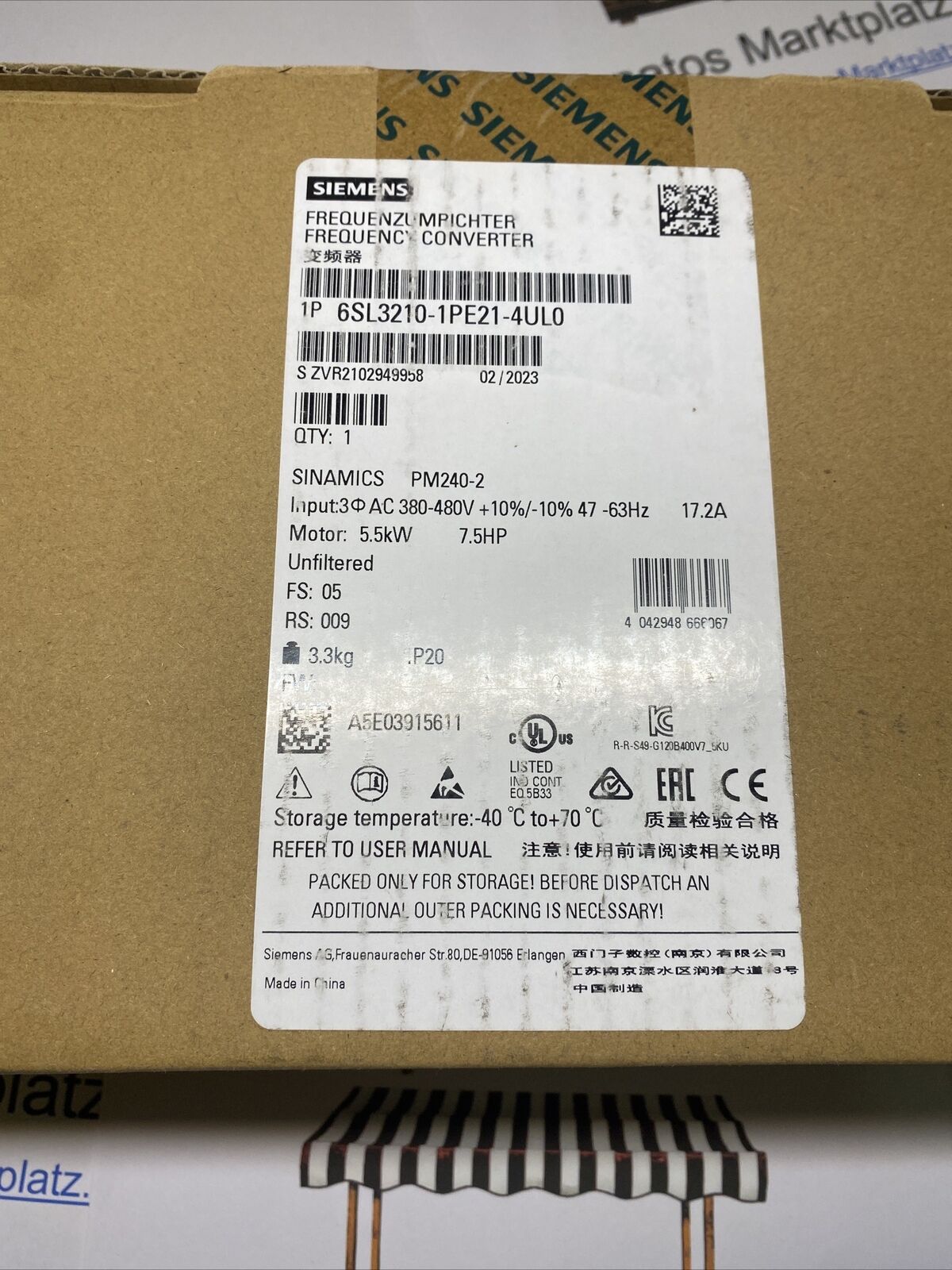 6SL3210-1PE21-4UL0  SIEMENS  SINAMICS Power Module PM240-2  New and Sealed