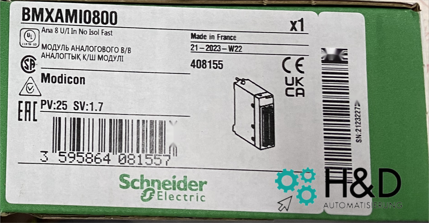 BMXAMI0800  Schneider Electric, non-isolated analog input module【New and Sealed】