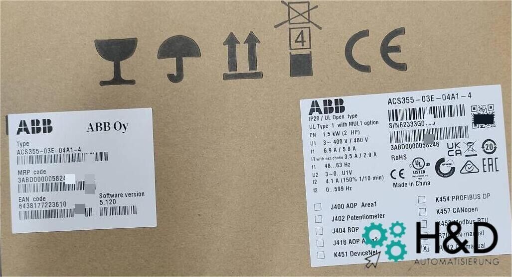 ACS355-03E-04A1-4  ABB  Inverter   Pn 1,5kW, I2n 4,1A IP20  【New and Sealed】