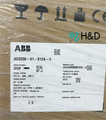 ACS550-01-012A-4   ABB  INVERTER   11.9A,380V,IP21 【New and Sealed】