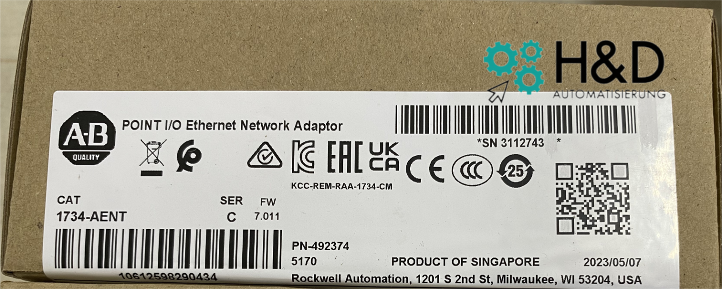 1734-AENT   Allen-Bradadley   Network Adapter, POINT I/O   【New and Sealed】