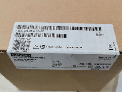 6ES7516-3AN02-0AB0  SIEMENS  SIMATIC S7-1500, CPU 1516-3 PN/DP  New and Sealed