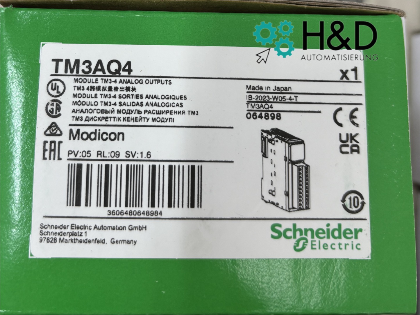 TM3AQ4   Schneider Electric  Analog output module   New and Sealed