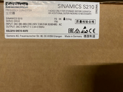 6SL3210-5HE10-8UF0  SIEMENS SINAMICS S210  New and Sealed