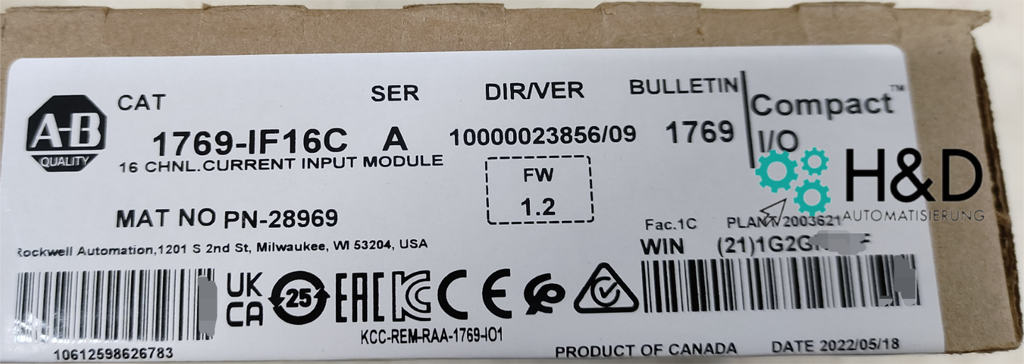 1769-IF16C  Allen-Bradley  Input Module, CompactLogix 【New and Sealed】