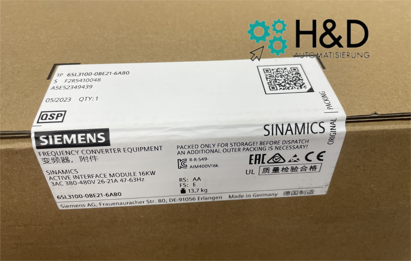 6SL3100-0BE21-6AB0  Siemens   SINAMICS S120 16KW  New and Sealed