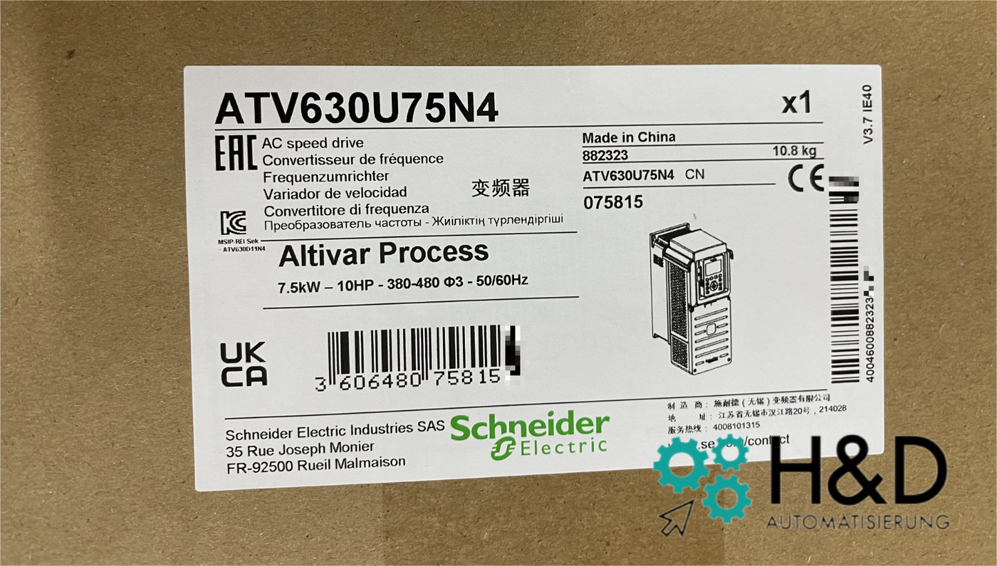 ATV630U75N4  Schneider Electric  Inverter 7.5kW  New and Sealed