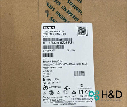 6SL3210-1KE23-8UF1  SIEMENS  SINAMICS G120C RATED POWER 18,5KW  New and Sealed