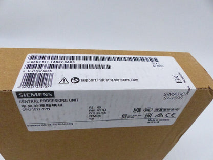 6ES7511-1AK02-0AB0  Siemens  SIMATIC S7-1500, CPU 1511-1 PN  New and Sealed