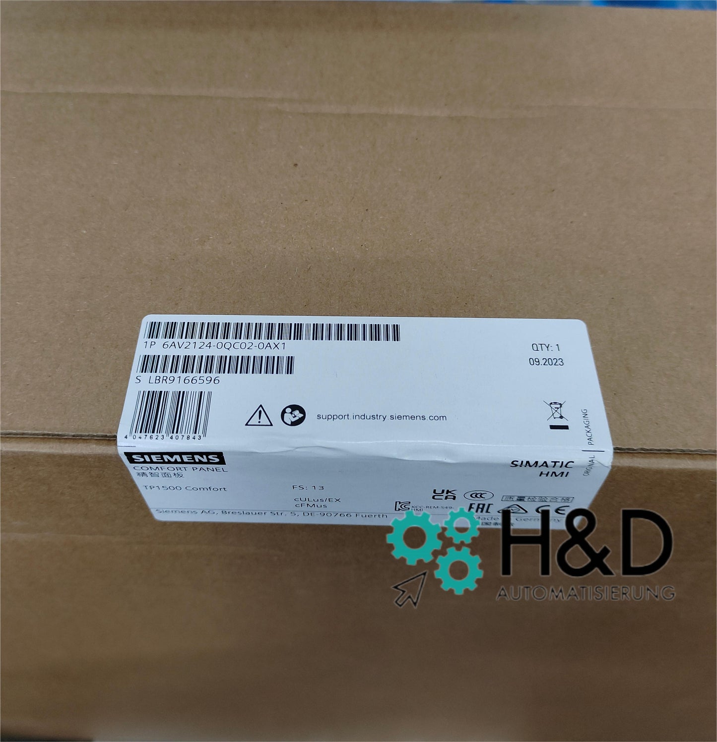 6AV2124-0QC02-0AX1   SIEMENS   SIMATIC HMI TP1500 Comfort   New and Sealed