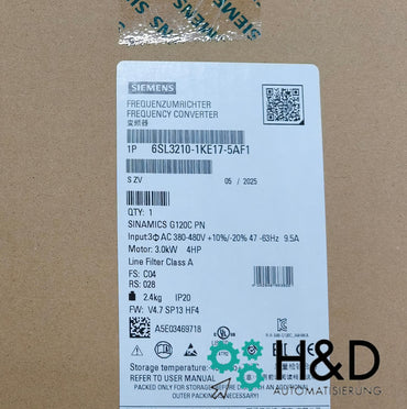 Sinamics G120C 6SL3210-1KE17-5AF1 – falownik częstotliwości (3,0 kW, 3AC 380–480 V, PROFINET, STO, IP20)