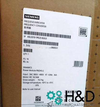 Siemens SINAMICS G120 Módulo de Potencia PM240-2 sin Filtro con Chopper de Freno (6SL3210-1PE23-8UL0)