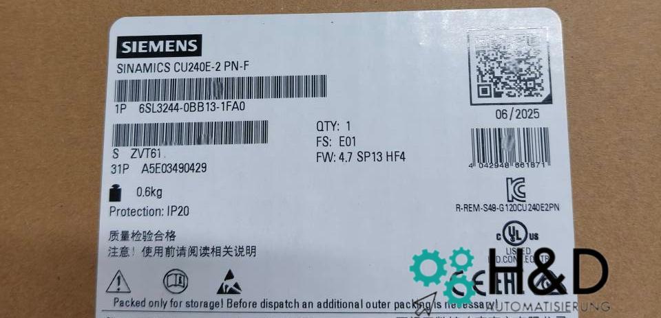 6SL3244-0BB13-1FA0  SIEMENS  SINAMICS G120 CU240E-2 PN-F   New and Sealed