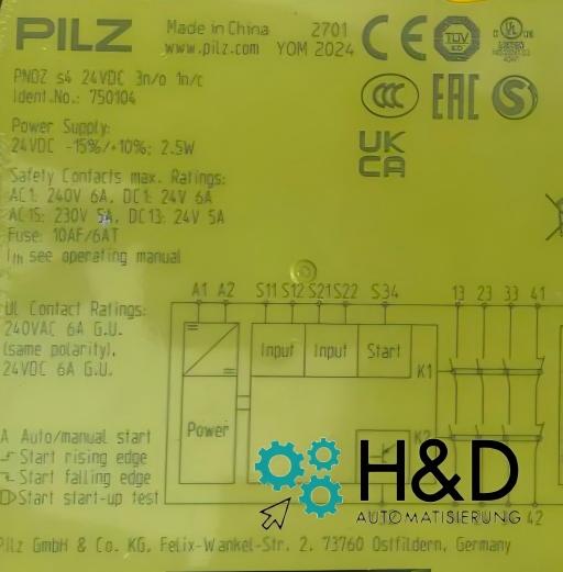 PILZ PNOZ s4 24VDC 3 normally open 1 normally closed 750104 new sealed