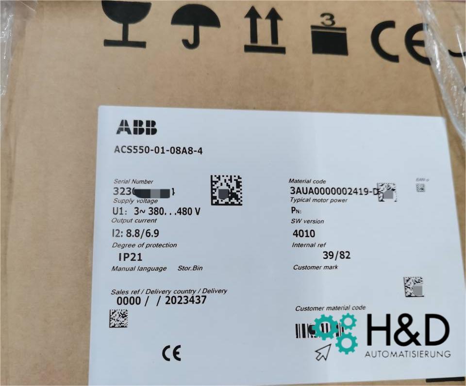 ACS550-01-08A8-4  ABB  Inverter 4,0 kW 3AUA0000002419  【New and Sealed】