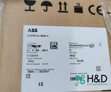 ABB ACS550-01-08A8-4 – Inverter – 4,0 kW – 8,8 A – 380 V – IP21 – Neu und versiegelt