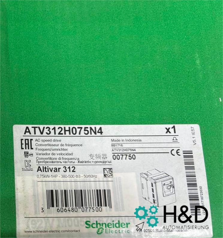 ATV312H075N4   Schneider Electric  Inverter  Altivar 312, 0.75kW  New and Sealed