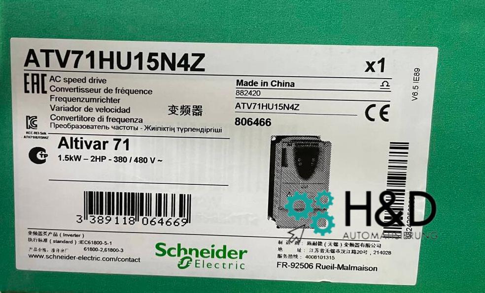 ATV71HU15N4Z Schneider Electric Variador de frecuencia ATV71, 1,5kW 2HP, 480V, filtro EMC
