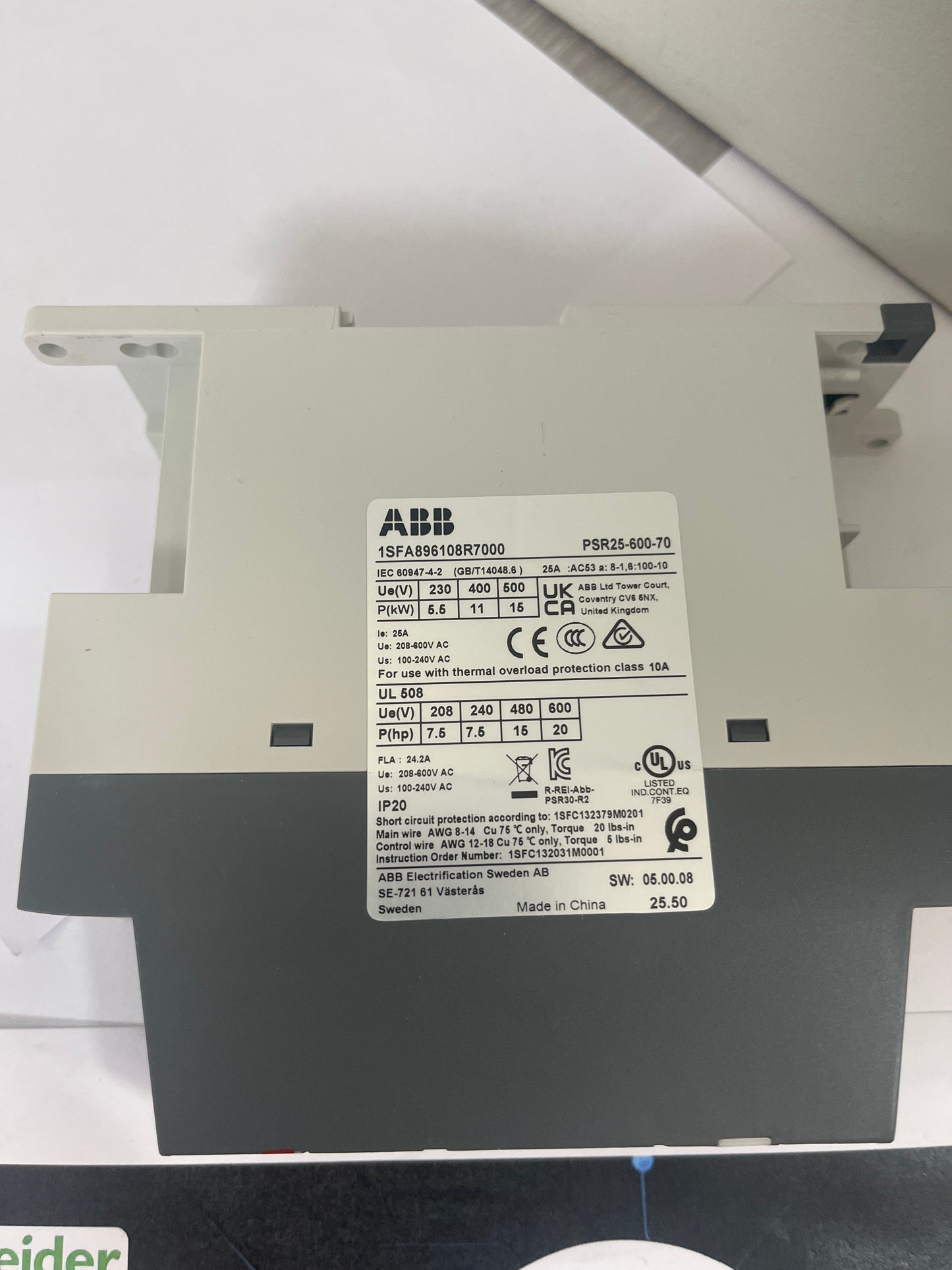 ABB PSR25-600-70 Softstarter 25A 208-600V AC 11kW Neu & versiegelt