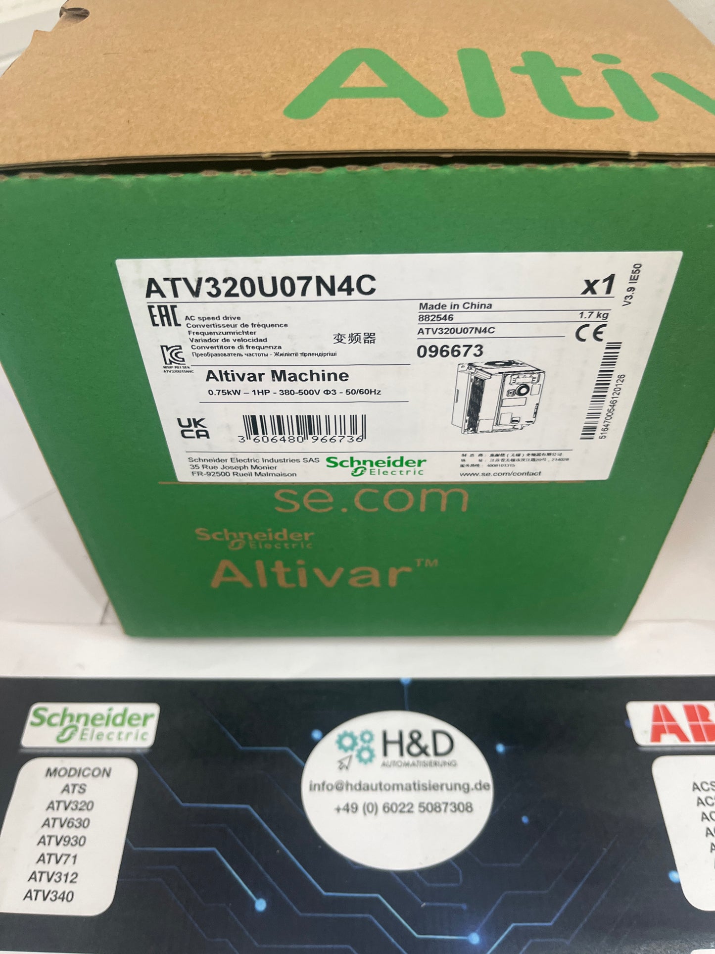 ATV320U07N4C Schneider Electric Variateur ATV320, 0,75 kW