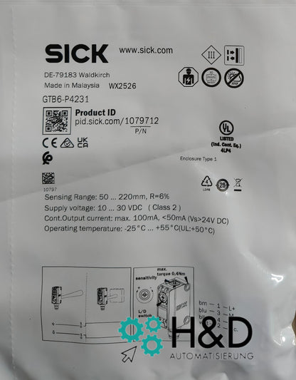 GTB6-P4231 Sick Sensore Fotoelettrico 1079712 Nuovo e Sigillato