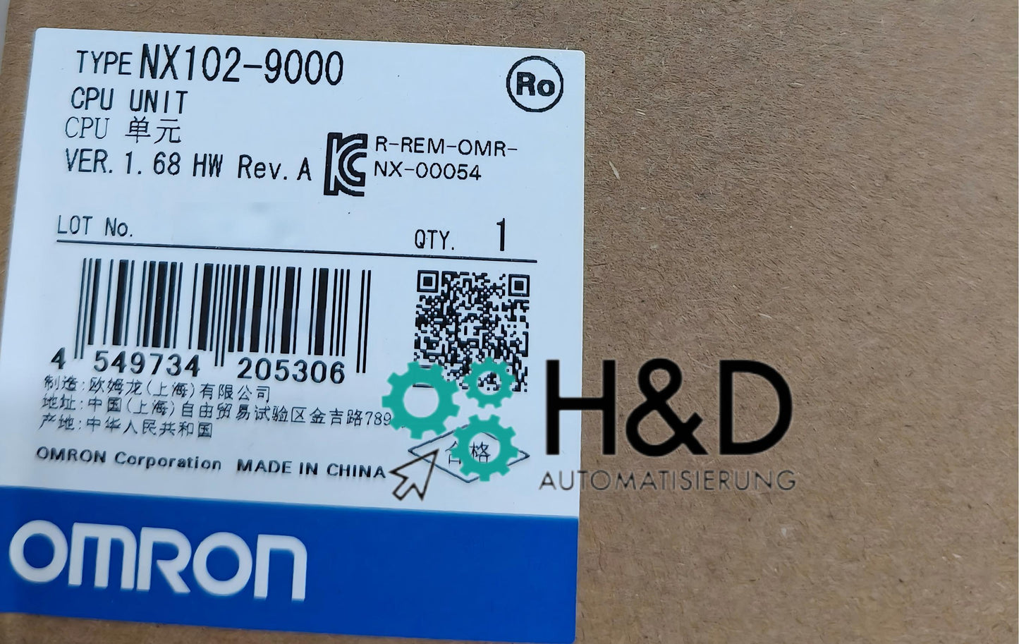 Omron NX102-9000 Sysmac NX1 Модульный ЦПУ – 5 MB Программа, 33,5 MB Данные, EtherCAT, EtherNet/IP