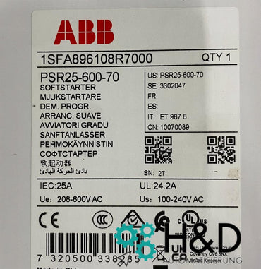 ABB PSR25-600-70 Avviatore Morbido 25A 208-600V AC 11kW Nuovo & sigillato