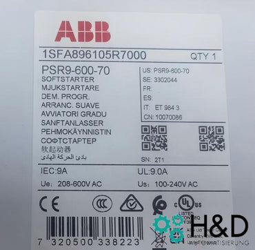 ABB 1SFA896105R7000 – PSR9-600-70 Пускатель плавного пуска – 9 A – 208 … 600 V AC – Новый и запечатанный