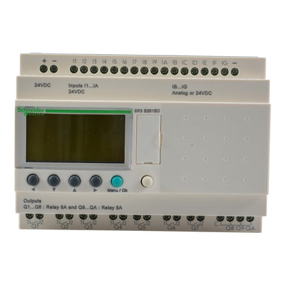 SR3B261BD Schneider Electric SPS control relay, Zelio Logic, modular design, 26 I/O, 24 VDC, display, clock, relay outputs