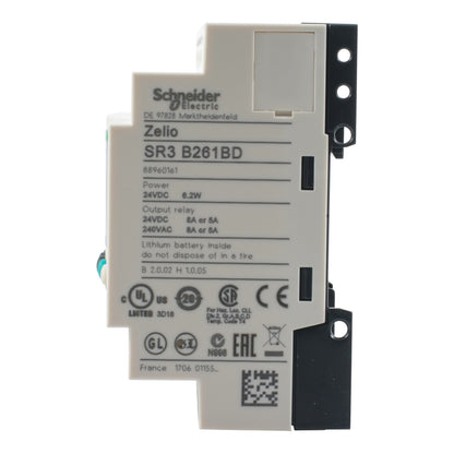SR3B261BD Schneider Electric SPS control relay, Zelio Logic, modular design, 26 I/O, 24 VDC, display, clock, relay outputs