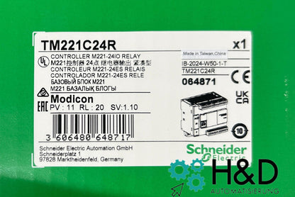 Schneider Electric TM221C24R PLC Control, Modicon M221, Compact Format, 24 I/O, Modbus