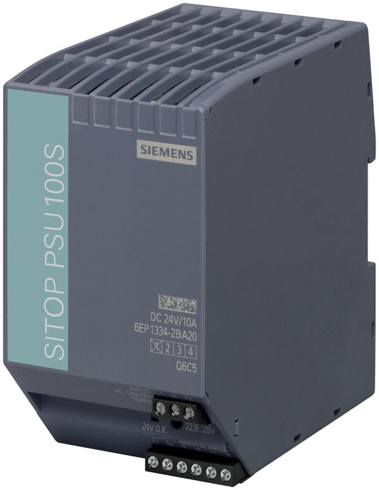 Siemens SITOP PSU100S – 6EP1334-2BA20, Geregelte Stromversorgung, 24V DC, 10A, 240W, 120/230V AC